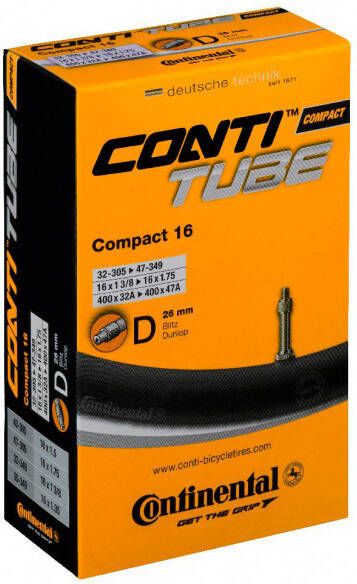 Continental Compact Tube 16''(32 305 47 349) Binnenband voor fiets maat 16'' x 1 3/8'' 16'' x 1, 75''