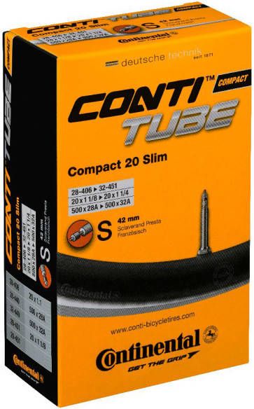 Continental Compact Tube Slim 20' RE(28 406 32 451) Binnenband voor fiets maat 20'' x 1, 125'' 1, 25'' 28 406 32 451, zwart