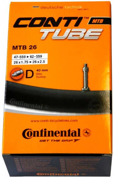 Continental MTB Tube 26''(47 559 62 559) Binnenband voor fiets maat 26'' x 1, 75'' 26'' x 2, 50''