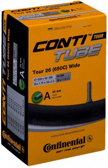 Continental Tour Tube Wide 26' RE(47 559 62 559) Binnenband voor fiets maat 26'' x 1, 75'' 2, 5'' 47 559 62 559, zwart