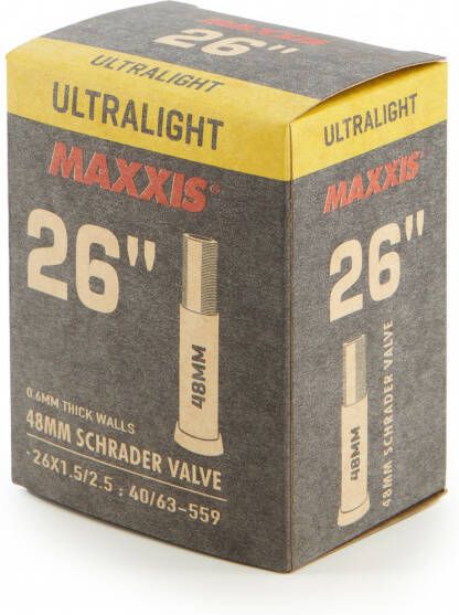 Maxxis Ultralight 26''(Breite 1, 5 2, 5'') Binnenband voor fiets maat 26'' 1, 5 2, 5'', zwart