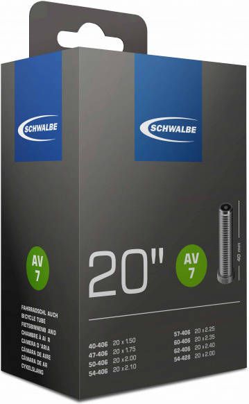 Schwalbe Schlauch Nr. 07 20 x 1, 5 2, 4(40/62 406)AV40 Binnenband voor fiets maat 20'' x 1, 5 2, 4''
