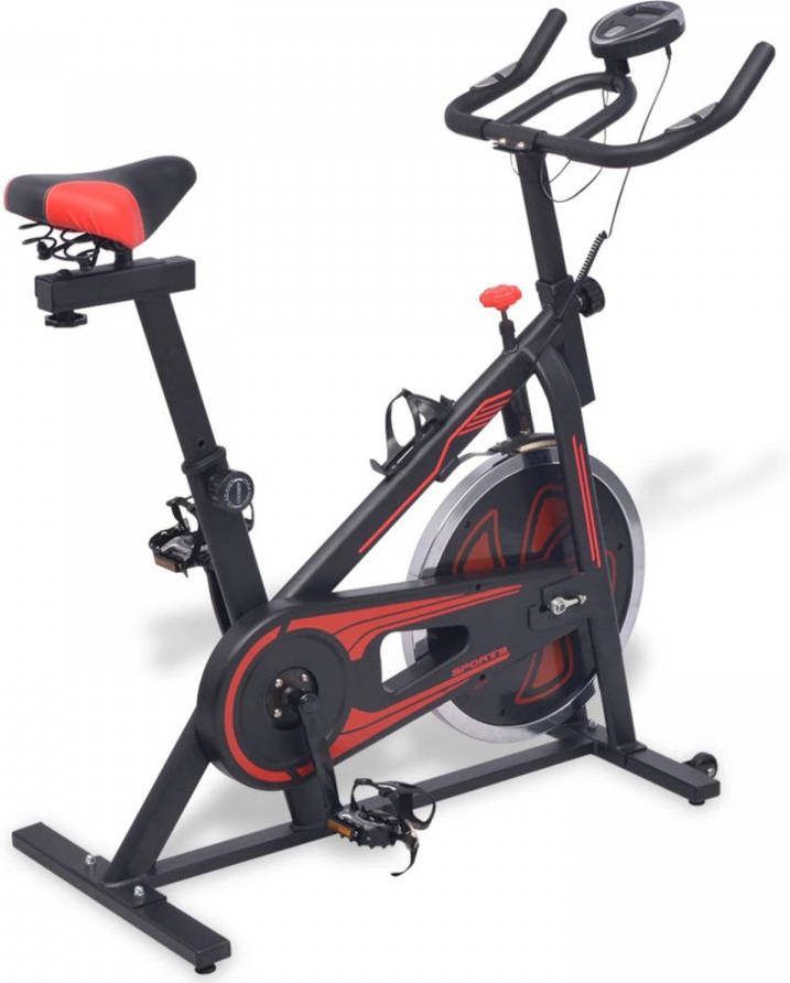 VidaXL Indoor Bike Met Hartslagsensoren Zwart En Rood