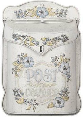 Clayre & Eef Brievenbus 27x8x39 cm Beige Blauw Metaal Rechthoek