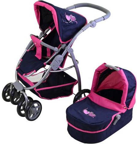 knorr toys® knorr®, speelgoed poppenwagen Coco flying heart s navy/roze
