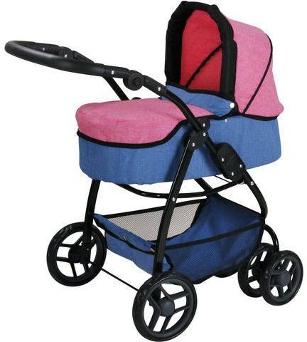 Knorrtoys ® Combi poppenwagen Coco jeans blue 2 in 1