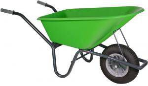 Kruiwagen gecoat 100 liter lime groen met binnen en buitenband