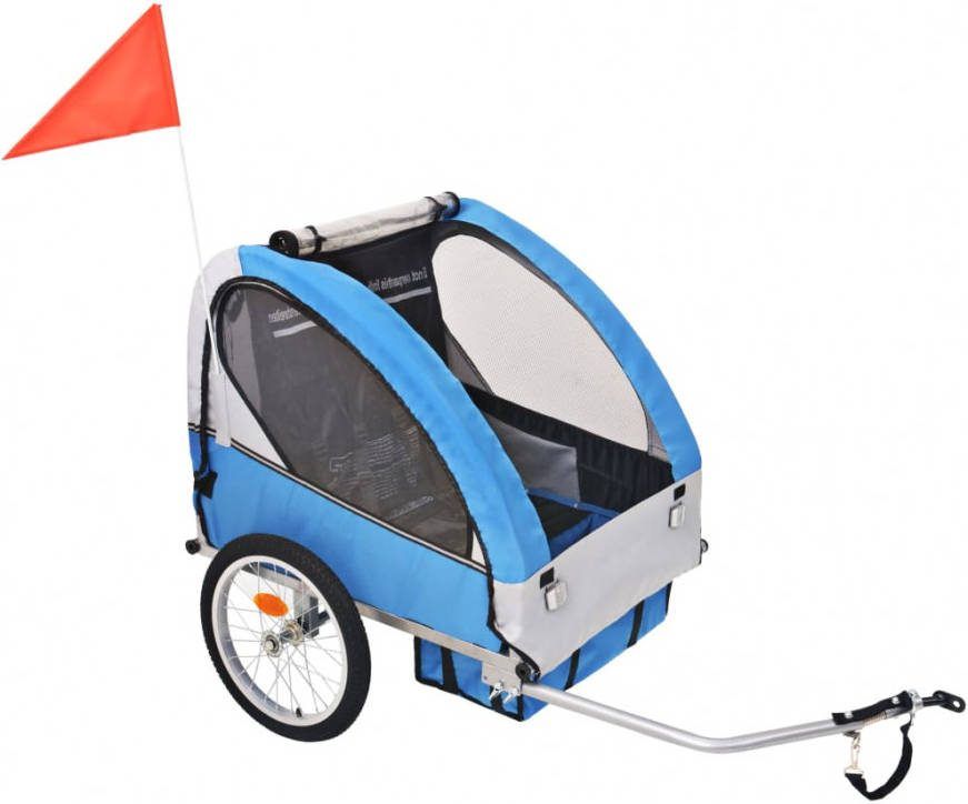 VIDAXL Fietskar voor kinderen 30 kg grijs en blauw