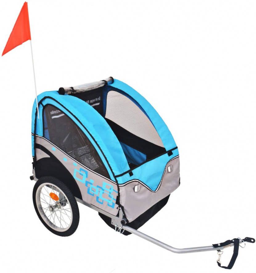 VIDAXL Fietskar voor kinderen 30 kg grijs en blauw